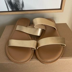 Slide on flat sandals